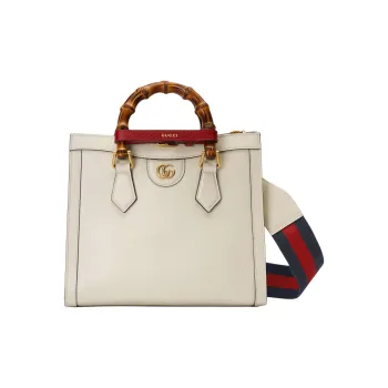 GUCCI Diana Leather Tote Bag Shopping Bag Shoulder Bag Crossbody Bag Handbag Small Size Women's White