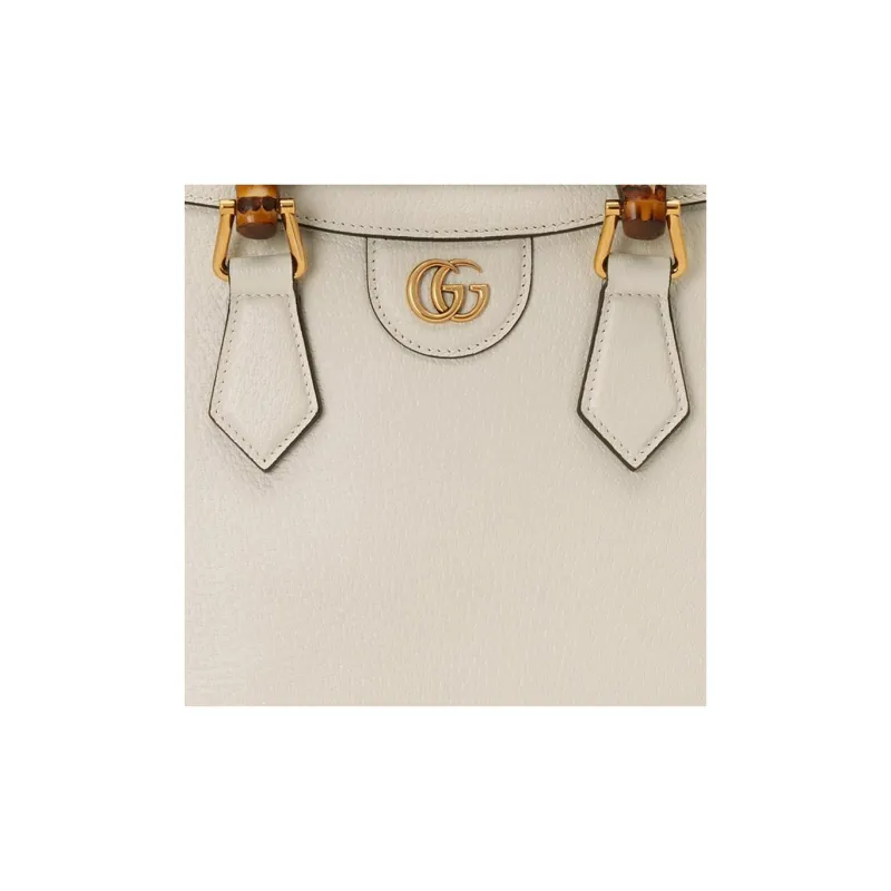 GUCCI Diana Leather Tote Bag Shopping Bag Shoulder Bag Crossbody Bag Handbag Small Size Women's White-9