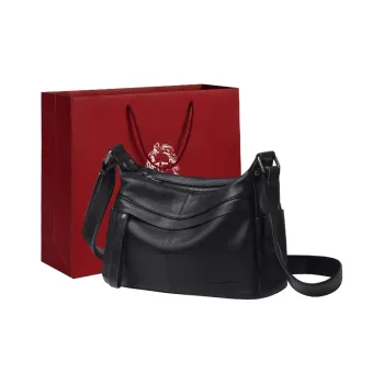 Old Man's Head Genuine Leather Shoulder Bag, Crossbody Bag Women's Black