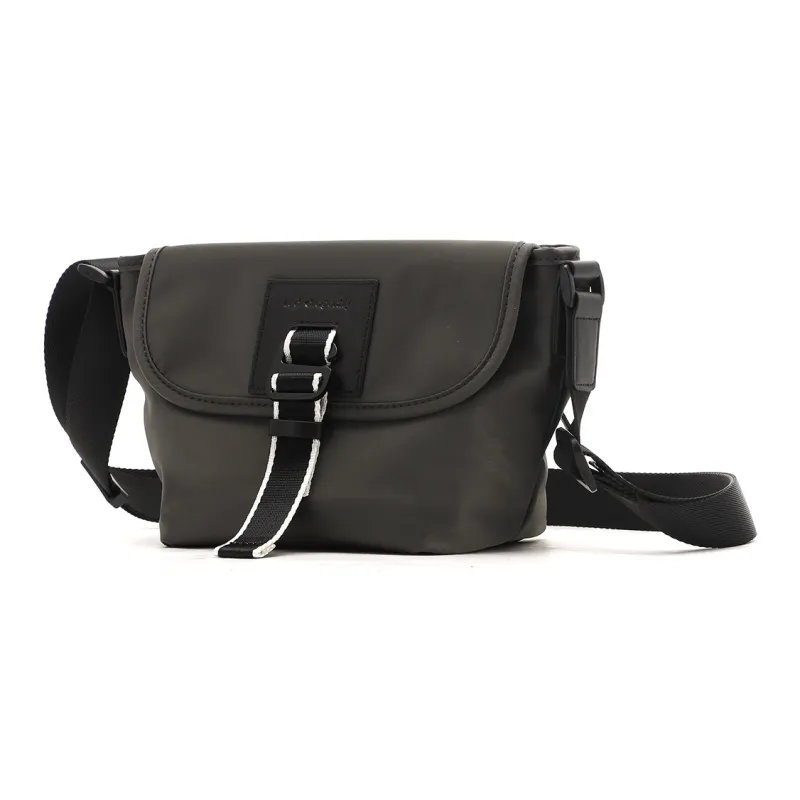 RED DRAGONFLY Fabric With Top Grain Cow Leather Crossbody Bag Regular Men Black/Gray-1