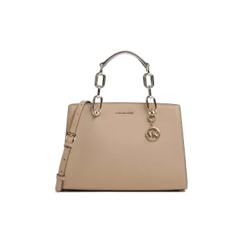MICHAEL KORS Cynthia Fine Grain Cow Leather Tote Bag, Shopping Bag, Handbag Women's Light Brown