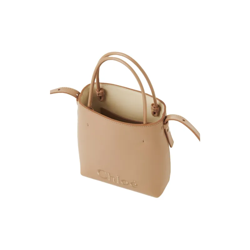 Chloe Cow Leather Shoulder Bag Crossbody Bag Handbag Women's Camel-3