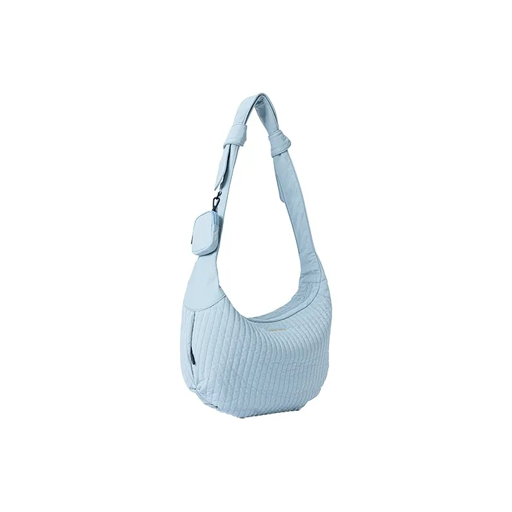 VANESSA HOGAN Fabric Crescent Bag Handbag, Shoulder Bag, Crossbody Bag Women's Light Blue/Black-2