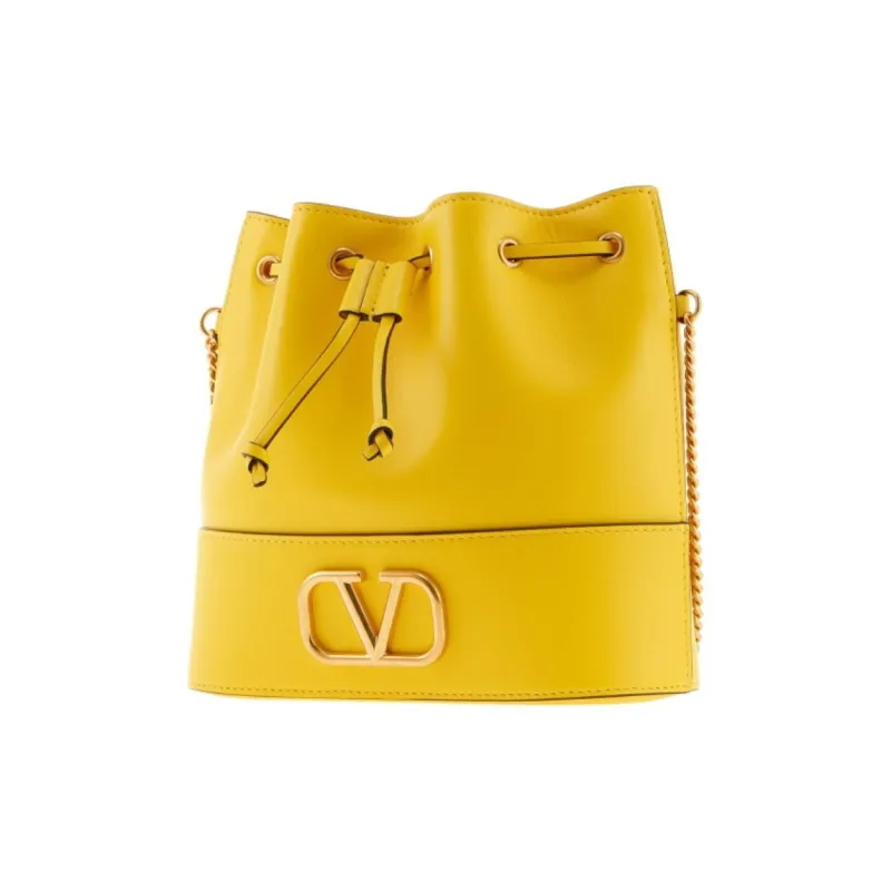 Valentino GARAVANI Sheepskin Bucket Bags Crossbody Bag, Shoulder Bag Mini Women's Yellow-3