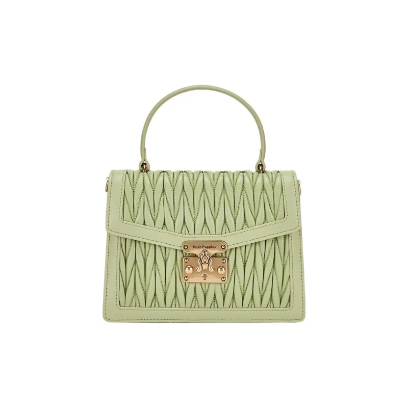 Hush Puppies Synthetic Leather Crossbody One Shoulder Handbag Medium Size Women's Light Green-0