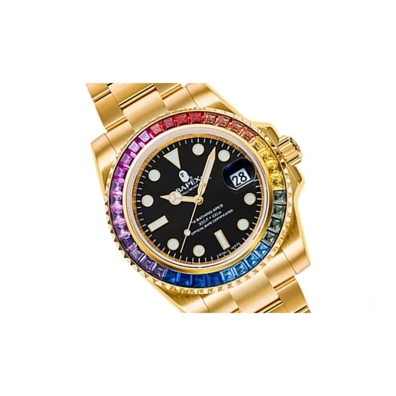 Bape Type 1 Bapex Crystal Stone Watch Gold/Rainbow-1