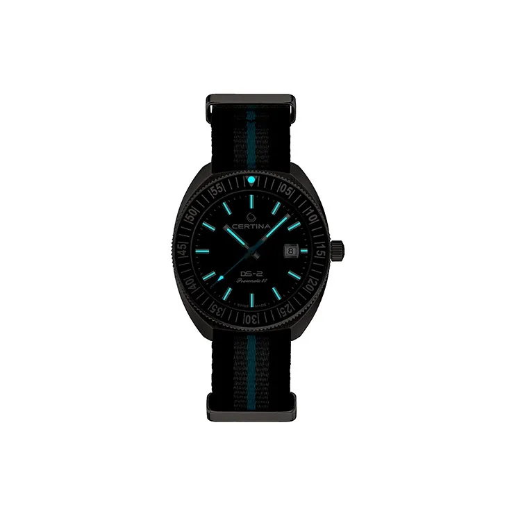 CERTINA Mechanical Movement Men's Watches Watch 41.1mm Black Dial Titanium Watch Case Fabric Strap-2