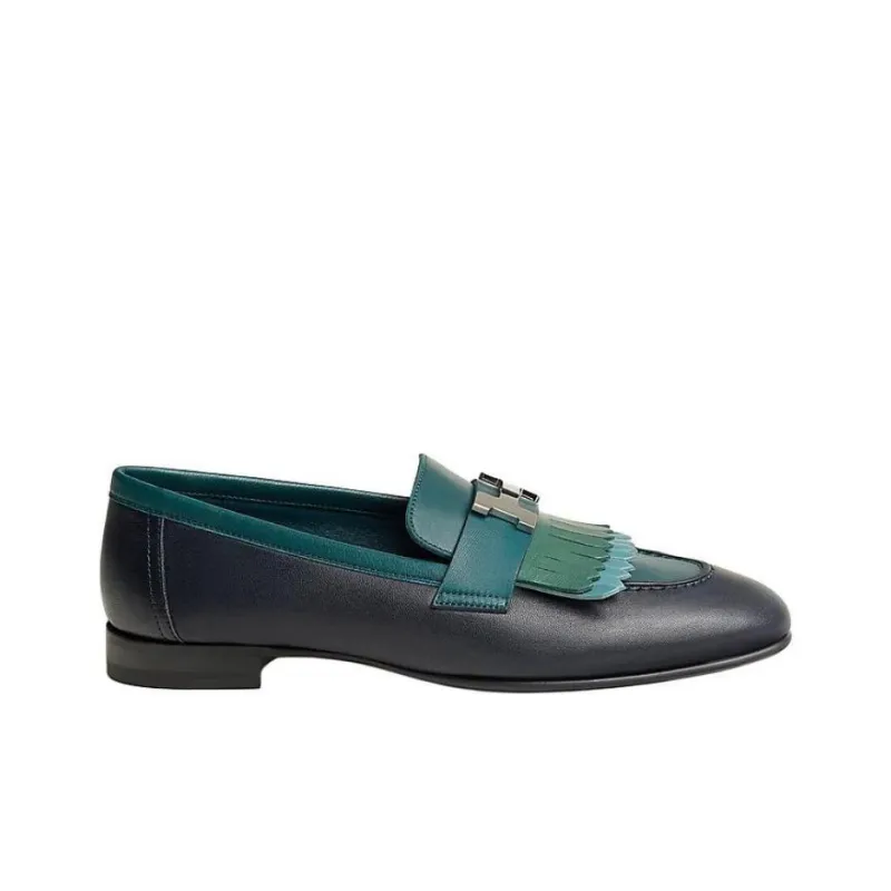 HERMES Royal Loafers Women's Blue Black-1