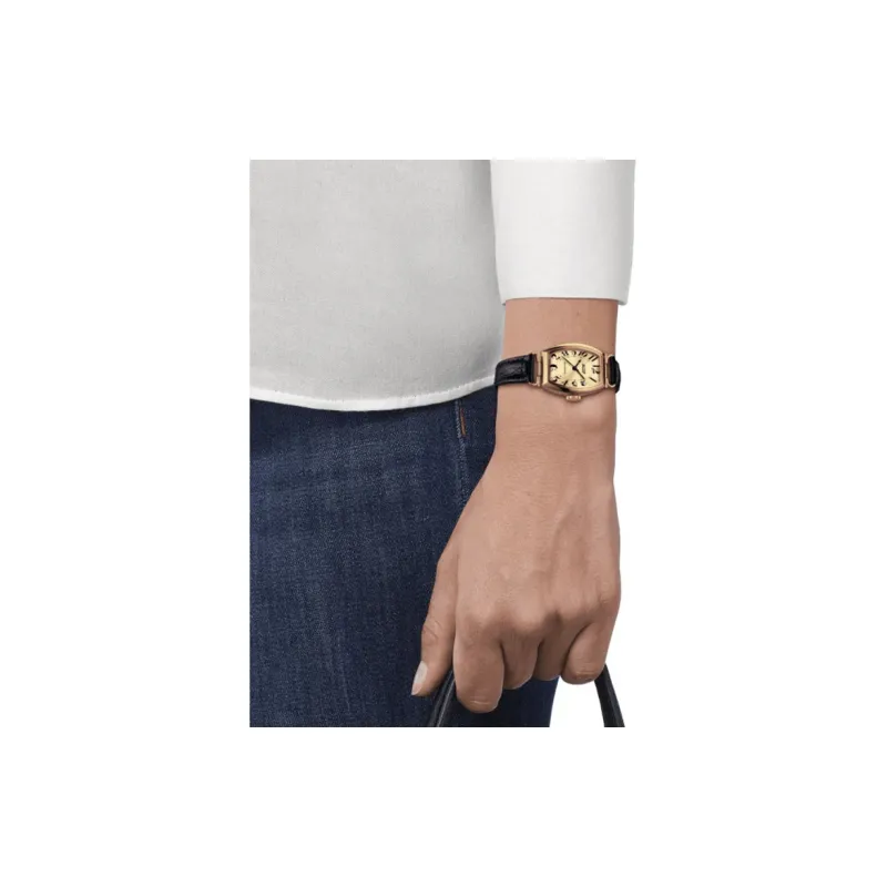 TISSOT Porto Series Automatic Mechanical Movement Women's Watch Watch 22*30.1mm Gold Dial T128.161.36.262.00-3