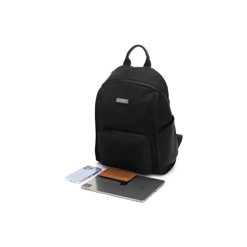 RED DRAGONFLY Fabric With Top Grain Cow Leather Backpack Regular Men Knight Black-3