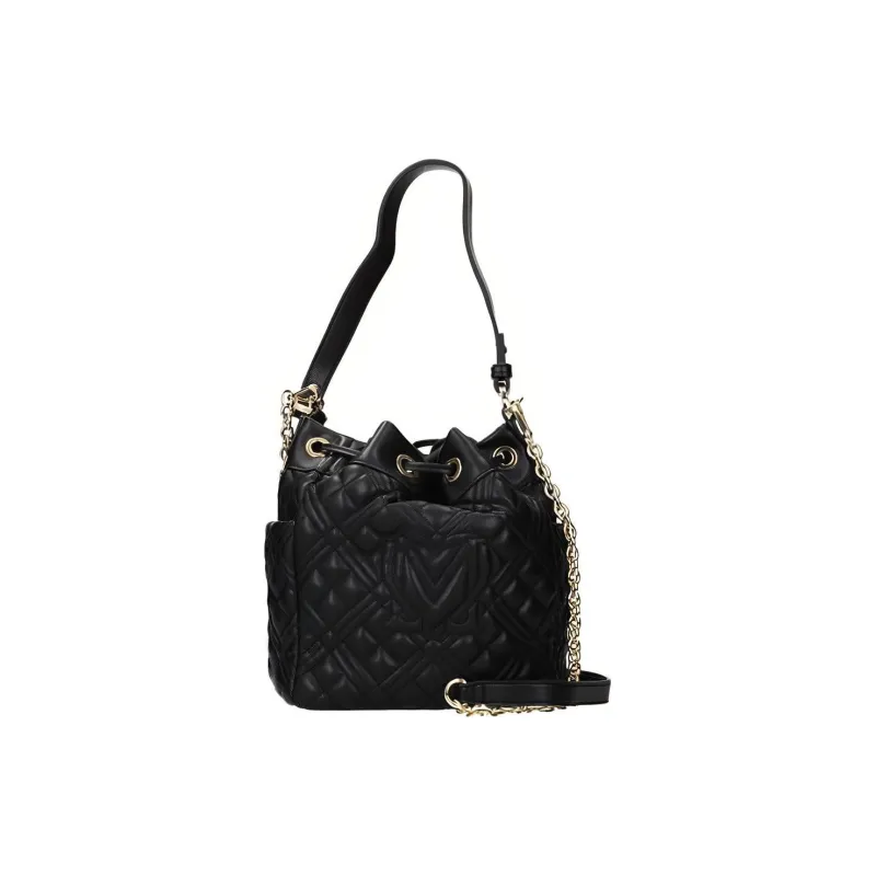 LOVE MOSCHINO Polyurethane PU Bucket Bag Portable Crossbody Bag Shoulder Bag Small Size Women's Black-2