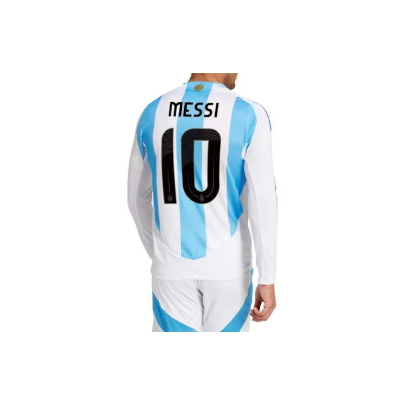 Adidas Free Shipping With AdiClub Argentina 24 Long Sleeve Messi Home Authentic Jersey-3