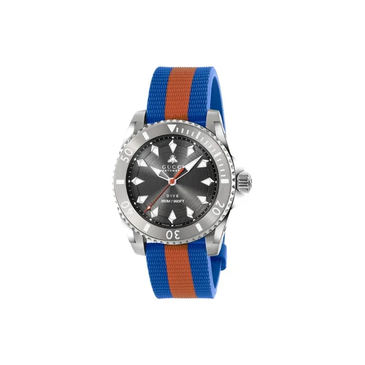GUCCI Dive Collection Wrist Watch Automatic Mechanical Movement Rubber Strap 40mm Gray Dial Men's Watches-0