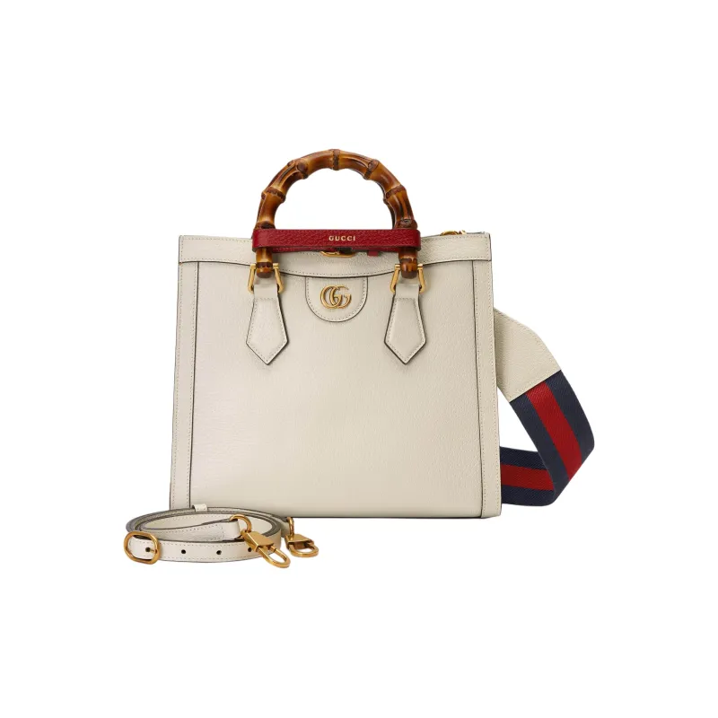 GUCCI Diana Leather Tote Bag Shopping Bag Shoulder Bag Crossbody Bag Handbag Small Size Women's White-1