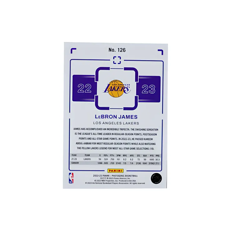 PANINI 2022 23 Photogenic Lakers LeBron James Total Points 38 390 Commemorative Card Sports Cards 1 Pc-1