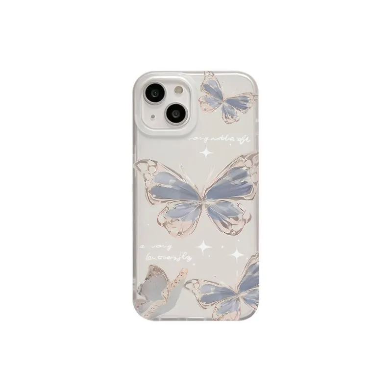 GYKZ TPU Material Blue Butterfly Matte Impact-Resistant Phone Case Compatible With IPhone 13/Apple 14/15.-0