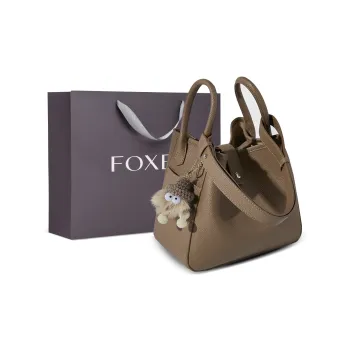 FOXER Cow Leather Basket Bag Small Square Bag Shoulder Bag Handbag Regular Women's Brown/Black