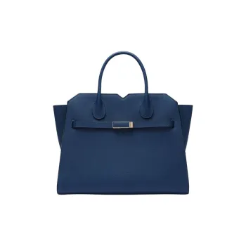 Valextra Millepunte Calfskin Shoulder Bag, Crossbody Bag, Handbag Medium Size Women's Sapphire Blue