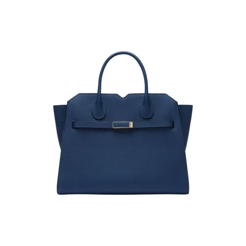 Valextra Millepunte Calfskin Shoulder Bag Crossbody Bag Handbag Medium Size Women's Sapphire Blue