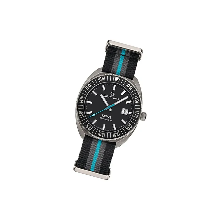 CERTINA Mechanical Movement Men's Watches Watch 41.1mm Black Dial Titanium Watch Case Fabric Strap-1