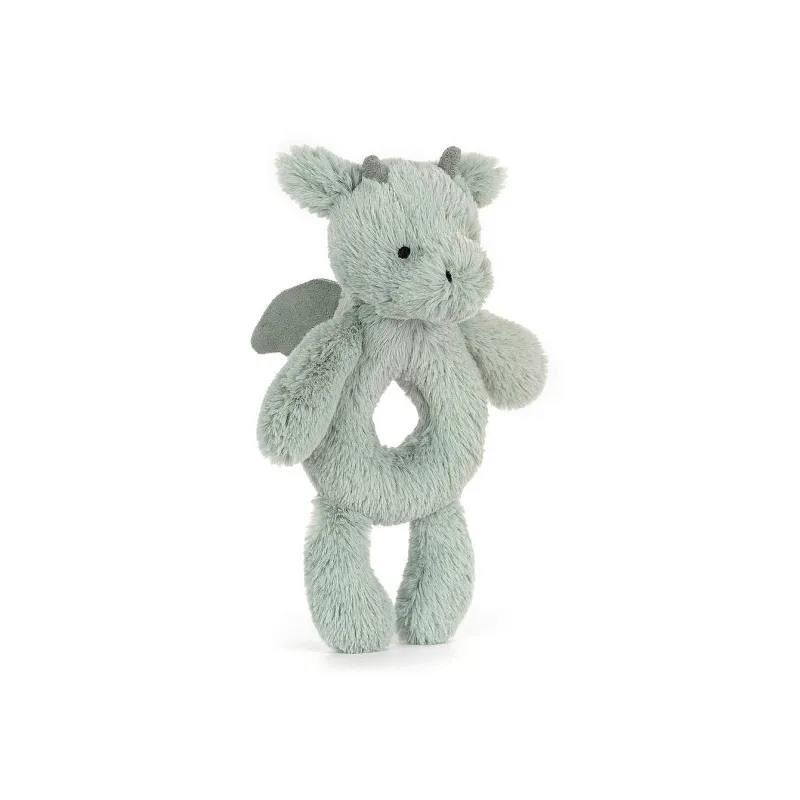 JELLYCAT Fun Universe Shy Dragon Ring Rattle Dolls Plush Doll 18 Cm Height-3