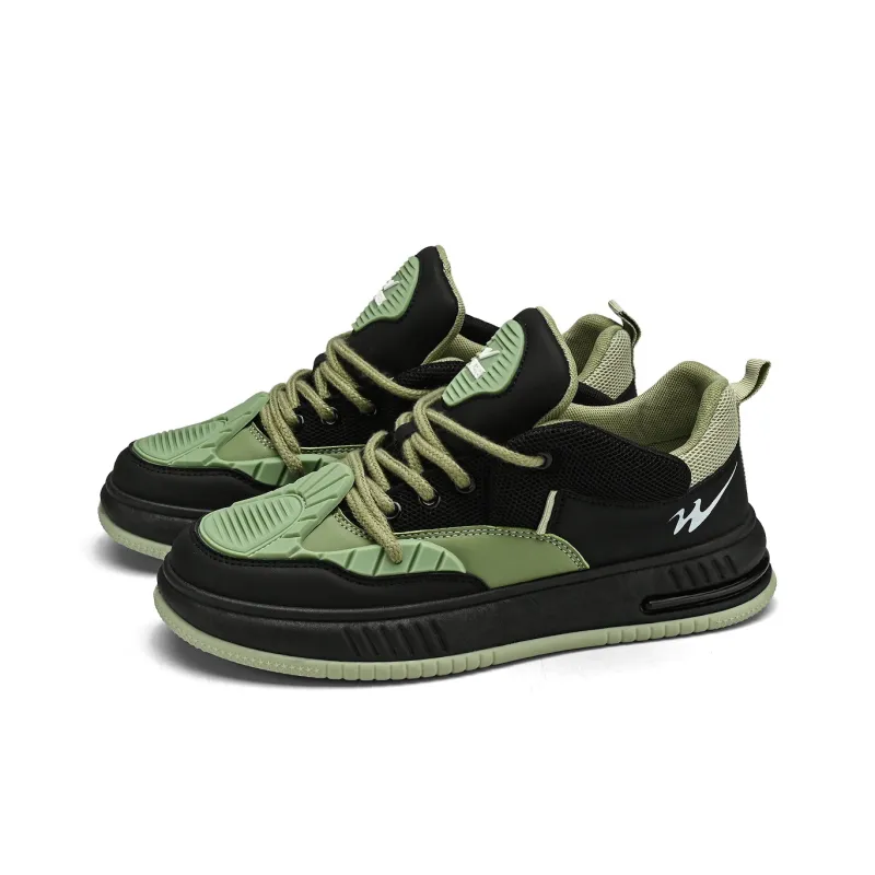 Binary Low Top Skateboard Shoes Men Black Green-4