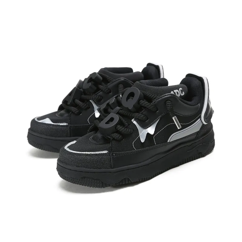 ADCDAVINCI Cool Running Snail Series Height Increasing Slip Resistant Skateboard Shoes Unisex Black Silver-1