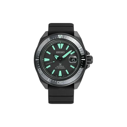 SEIKO Prospe Collection Automatic Mechanical Movement Silicone Strap Watch Men's Watches Black Dial