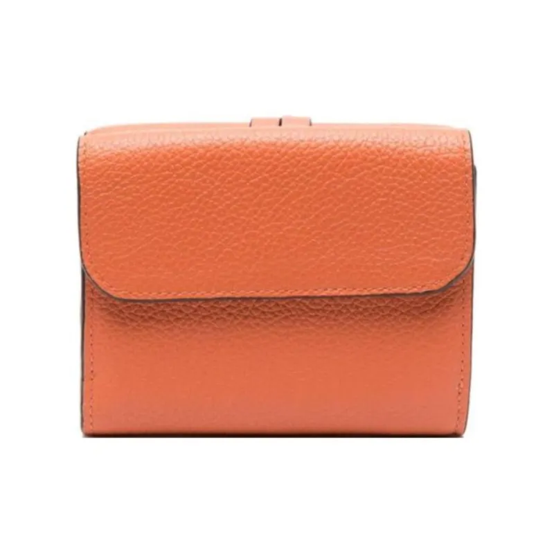 Chloe Cow Leather Wallet Women's Orange-1