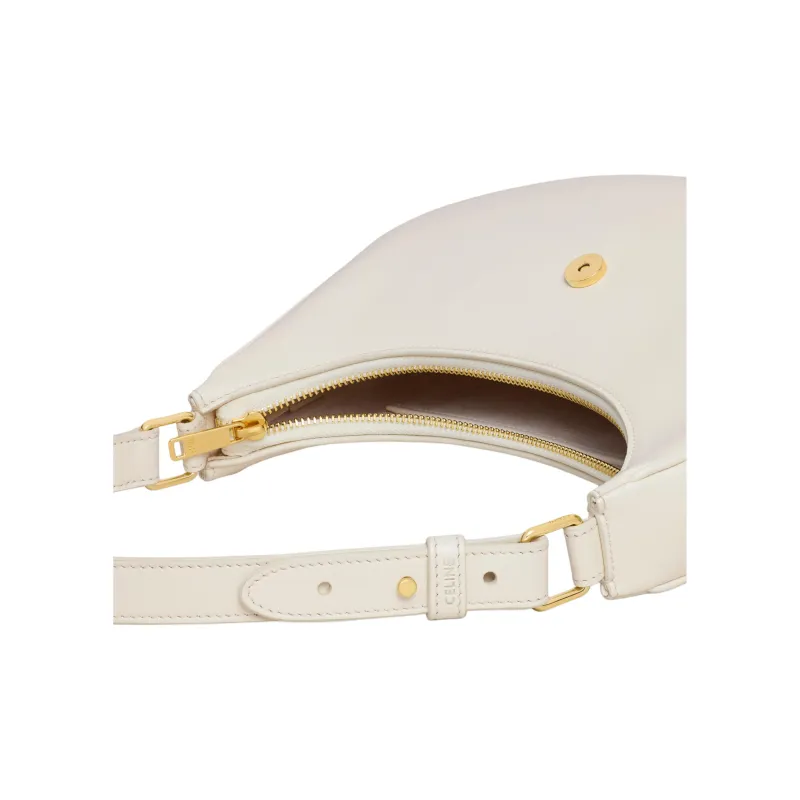 CELINE AVA Calfskin Handbag, Shoulder Bag Medium Size Women's White-3