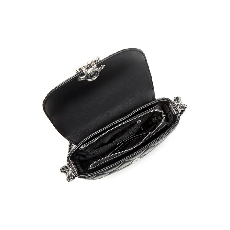 Teenmix Sheepskin Microfiber Synthetic Leather Shoulder Bag Crossbody Bag Chain Pack Medium Size Women's Black-10