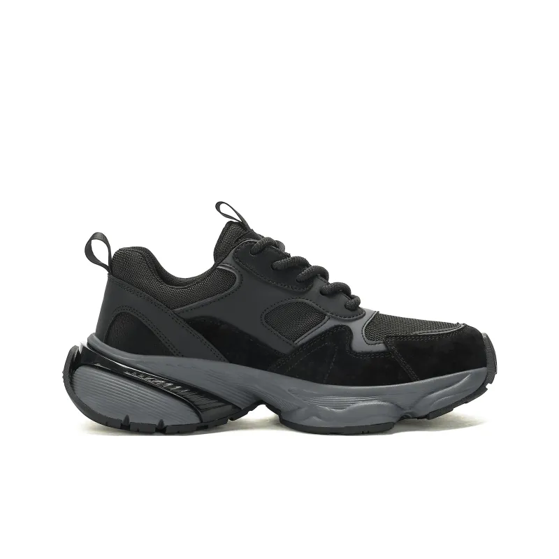 JEEP SPIRIT Anti Slip And Wear Resistant Breathable Low Top Chunky Sneakers Men Graphite Black-1