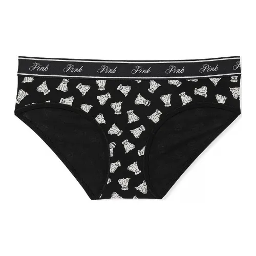 Victoria's Secret PINK Logo Micro Hipster Panty / PBHGDP Underpants Women's 1 Pack Black All Over Print