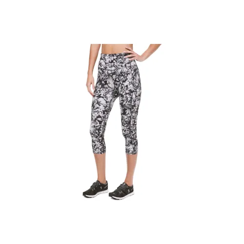 Lululemon Fast And Free Sports Pants Women's Ice Gray Black Print