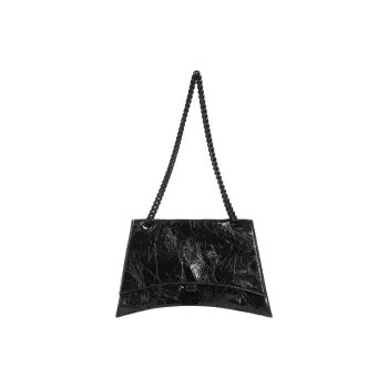 Balenciaga Crush Calfskin Chain Shoulder Bag Women's Black