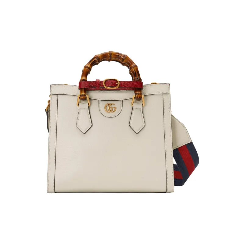 GUCCI Diana Leather Tote Bag Shopping Bag Shoulder Bag Crossbody Bag Handbag Small Size Women's White-4
