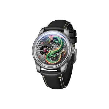 OBLVLO Automatic Mechanical Movement Genuine Leather Strap Watch Men's Watches Black Dial