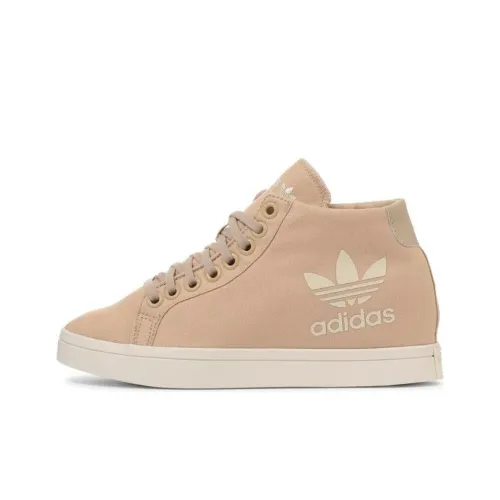 Adidas Originals Courtvantage Anti-Slip Wear-Resistant Mid-Top Skateboard Shoes Women's Beige