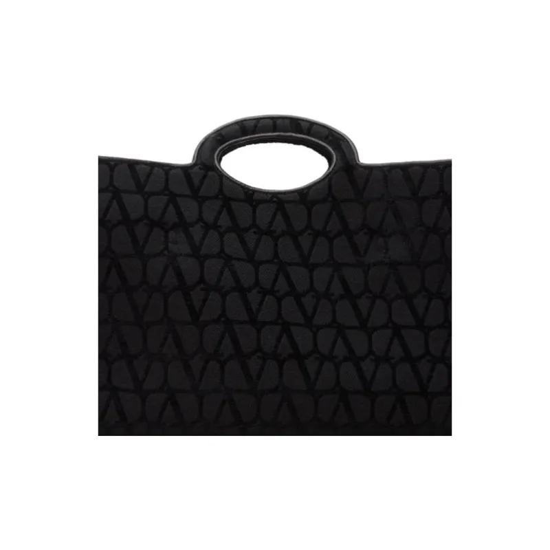 Valentino Le Troisième Leather Tote Bag Shopping Bag One Shoulder Crossbody Canvas Bag Handbag Men Black-3