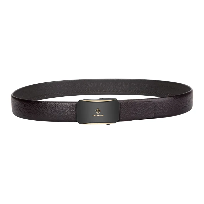 Jaylen Oos Top Grain Cow Leather Leather Belts Men Silver Buckle Black/Gold Buckle Black/Gold Tone Lock Coffee 3.5cm-11
