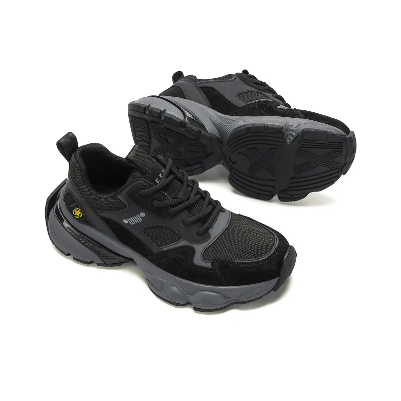 JEEP SPIRIT Anti Slip And Wear Resistant Breathable Low Top Chunky Sneakers Men Graphite Black-6