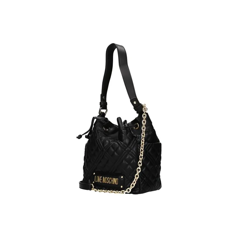 LOVE MOSCHINO Polyurethane PU Bucket Bag Portable Crossbody Bag Shoulder Bag Small Size Women's Black-1