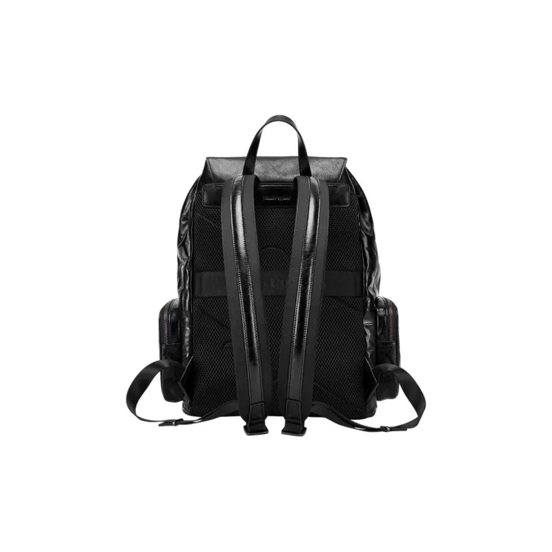 Hush Puppies Cow Leather Backpack Large Size Men Black-3