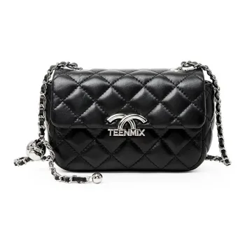 Teenmix Sheepskin Microfiber Synthetic Leather Shoulder Bag Crossbody Bag Chain Pack Medium Size Women's Black