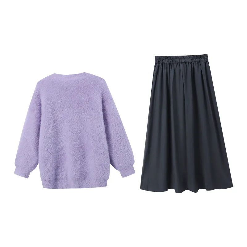 ZCDECO Skirt Set Women's Purple Gray-1