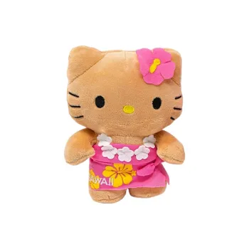 Sanrio Hello Kitty Hawaii Collection Black Leather Pink Skirt Dolls Plush Doll 19cm Height
