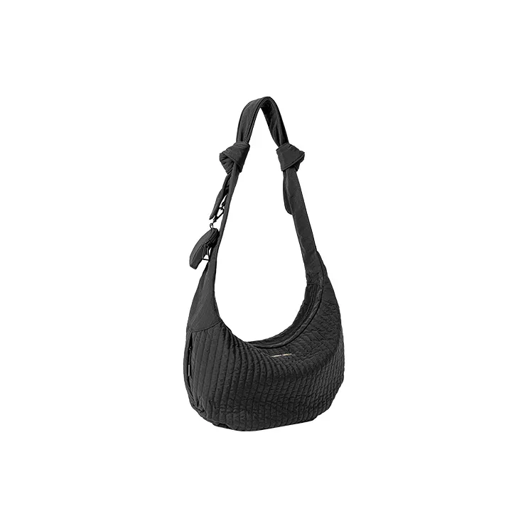 VANESSA HOGAN Fabric Crescent Bag Handbag, Shoulder Bag, Crossbody Bag Women's Light Blue/Black-8