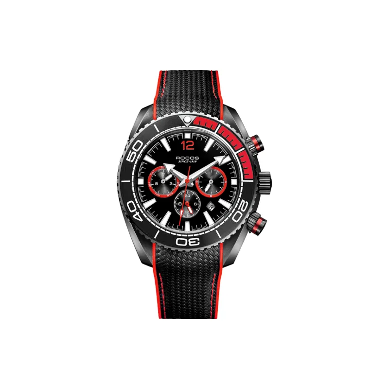 ROCOS Wind Style Collection Automatic Mechanical Movement Silicone Strap Watch Men's Watches Silver Dial-19
