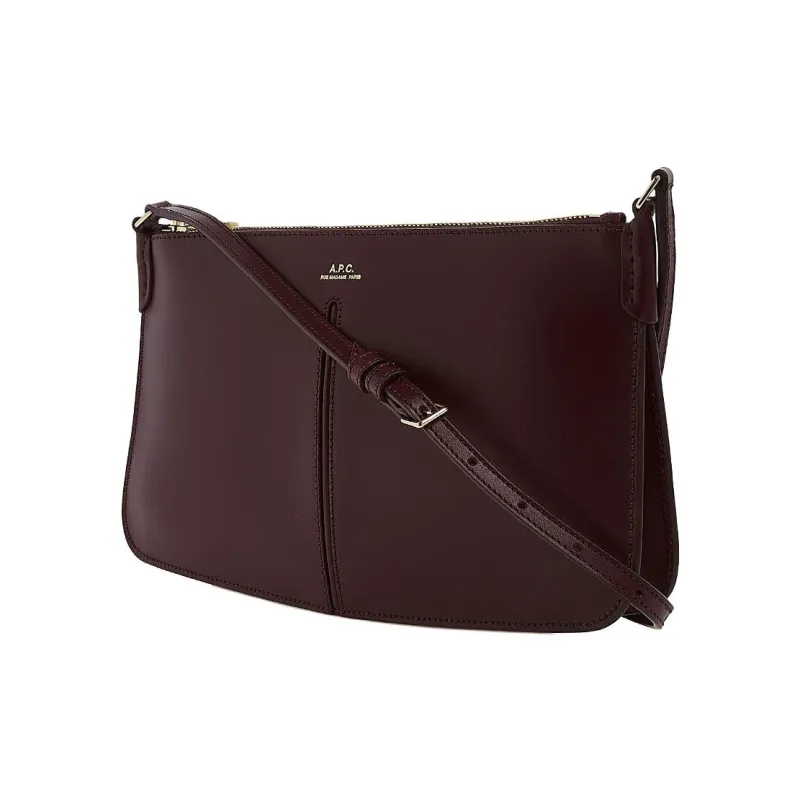 A.P.C Calfskin Shoulder Bag, Crossbody Bag Women's Burgundy-1