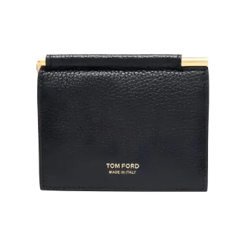 TF Grain Calfskin Wallet, Card Holder Men's Black